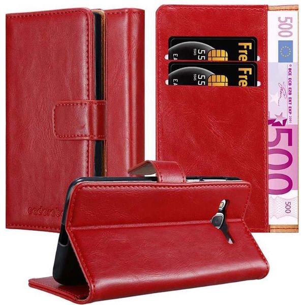 Cadorabo Cover Per Samsung Galaxy J7 2015 Cover Protettiva In Rosso Telefono Cellulare Cover Libro Custodia Custodia-image