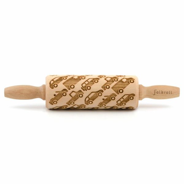 Mattarello Folkroll, Auto, Junior, 23 Cm, Mattarello, Rullo Per Goffratura, Modello, Motivo, Rullo, Legno Di Faggio, 332825-image