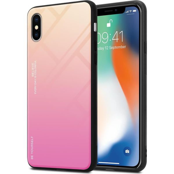 Cadorabo Custodia Per Apple Iphone X / Xs Custodia Protettiva In Nero Custodia Del Telefono Cellulare Custodia Tpu Cover Vetro Temperato Custodia-image