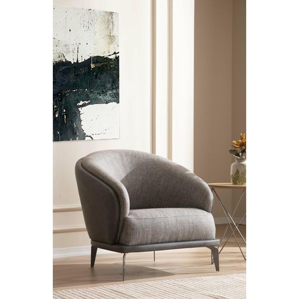 Poltrona Monoposto Lusso 1 Posto Imbottita Design Sedile Grigio Tessuto Nuovo-image
