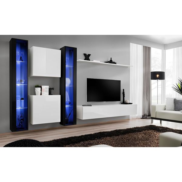 Parete Attrezzata Moderna Di Design Mensole Parete Attrezzata Completa Di Mobili Per Il Soggiorno-image
