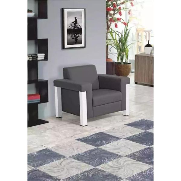 Poltrona Grigia Arredo Ufficio Studio Poltrona Imbottita Arredo Seduta Moderna-image