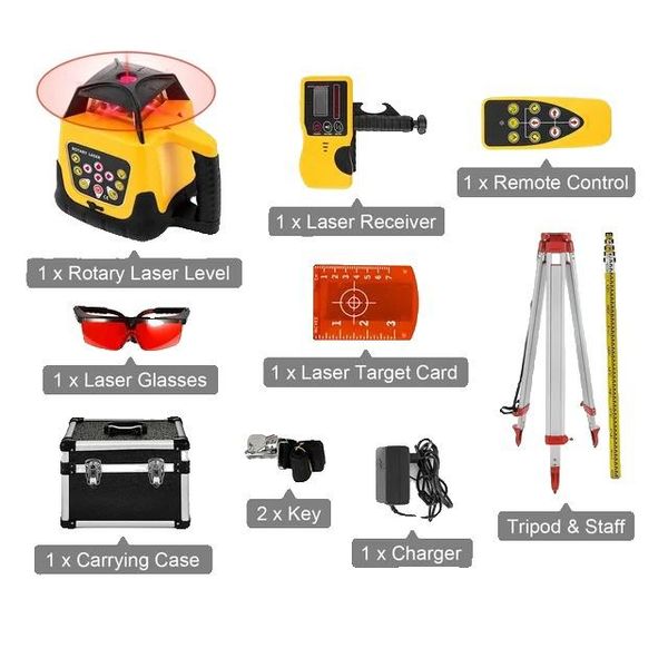Livella Laser, Rotazione Di 360 Gradi, Ampio Campo Di Misura, Raggio Giallo Kit 1-image
