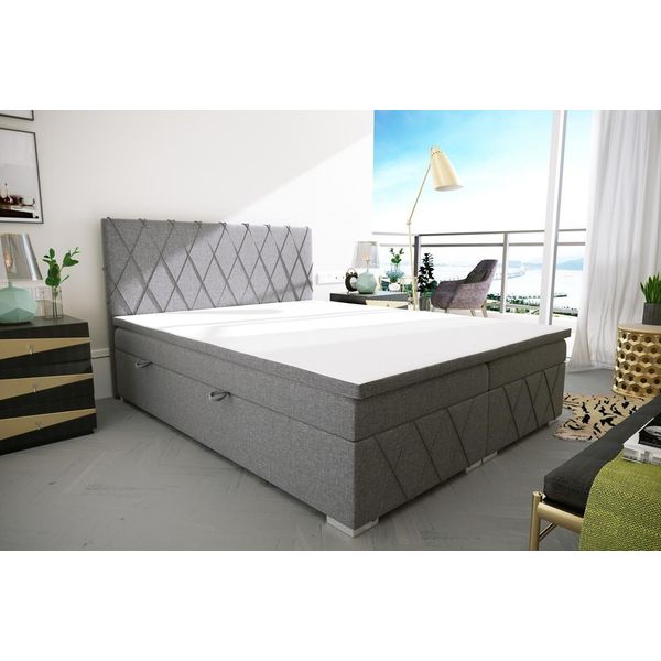 Letto Matrimoniale A Molle Insacchettate Grigio Design Letto Imbottito Camera Da Letto Tessile-image