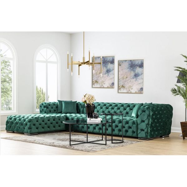 Divano Angolare Divano A L Divano Design Divano Imbottito Tessile Nuovo Set Angolare Verde-image