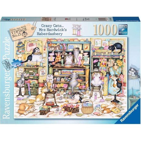 Ravensburger Crazy Cats Haberdashery (12001083) Puzzle 1000 Pezzi Multicolore Multicolore Taglia Unica-image