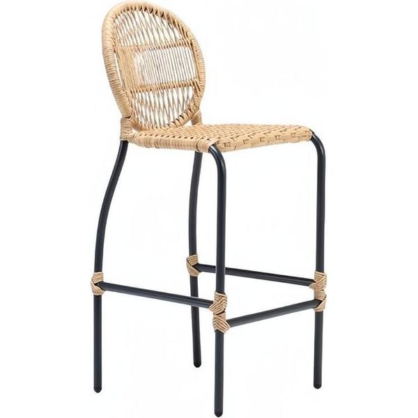 Sgabello Da Bar Moderno Sedia Designer Terrazza Rattan Sedia Da Pranzo Sgabello Bar Beige-image