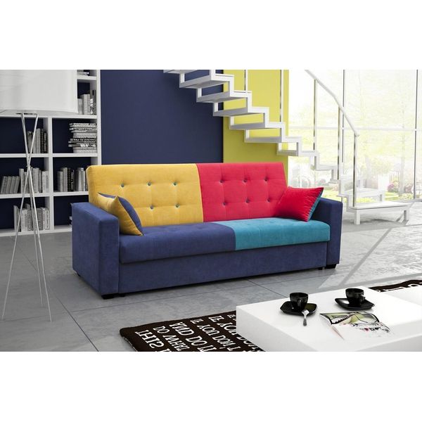 Divano Letto Tessuto Divano Divano Tessile Tappezzeria Set Letto Funzione 3 Posti Nuovo-image