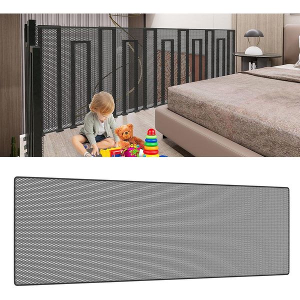 Jnglgo Rete Di Sicurezza Per Bambini, Rete Di Sicurezza Per Scale Di Ringhiera Di Balcone Per Bambini, 450Lx90H Cm Rete Di Sicurezza Per Scale Rialzate Durevole Rete Di Sicurezza Per Scale Di Ringhiera Di Recinzione A Rete Di Sicurezza Per Bambini Animali Domestici, Nero-image