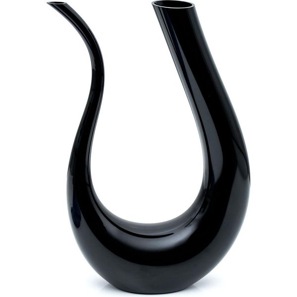 Intirilife Decanter Per Vino In Vetro A Forma Di U In Nero -750 Ml- Caraffa Per Vino, Decanter Per Vino Rosso, Aeratore Per Vino, Accessori Per Decanter Per Vino Senza Piombo - Fatto A Mano, Versamento Senza Gocciolamento, Lavabile In Lavastoviglie-image