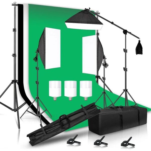 Set Di Illuminazione Per Studio Fotografico, Sfondo 2,6X3 M, Stativi Luminosi Regolabili, Set Per Studio Fotografico 35-image