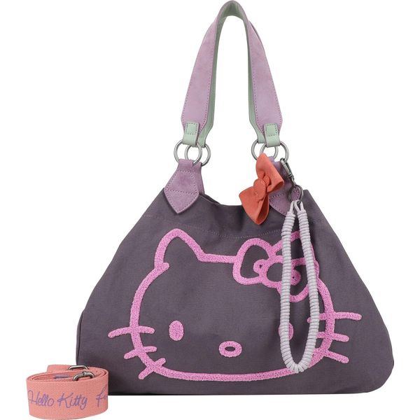 Fritzi Aus PreußEn Borsa A Tracolla Borsa A Tracolla Izzy Hello Kitty Head Flocked Canvas Plumy Cat Porpora-image