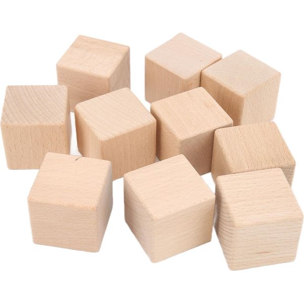 10Pcs Blocchi Di Legno Grezzo 4 Cm Liscio Durevole Stabile Anche Dimensioni Piccole Cubi Di Legno Per Artigianato Fai Da Te Casa Decorazione-image