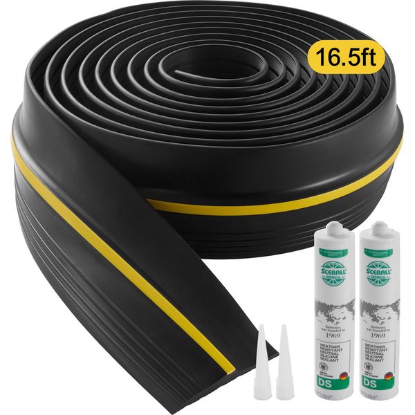 Succebuy 16,5 Ft Striscia Sigillante Per Soglie Di Porte Di Garage, Protezione Universale Dalle Intemperie In Pvc, Adesivo Migliorato, Guarnizione Per Pavimenti Fai Da Te, Nero-image