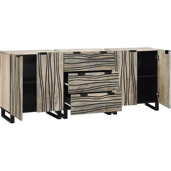 Vidaxl Set Di Mobili Da Bagno Con Cassetti 3 Pezzi Materiale A Base Di Legno Bianco-image