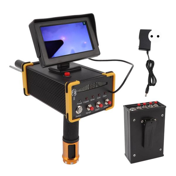 Metal Detector Con 15 M Di Profondità, Cercatore D'oro, Scanner Per Metalli, Raggio Di Ricerca 1000 M, Display GR8000 Con Bordo Giallo, 100-240 V, Spina Ue-image