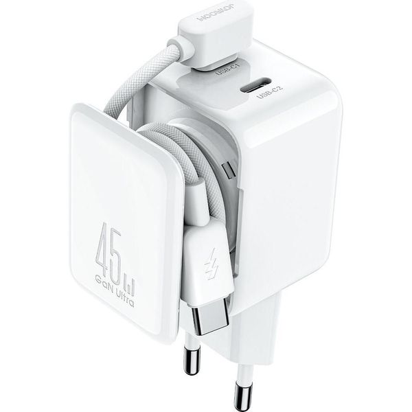 Joyroom Gan USB-C Charger 45W With Cable Management - White-image