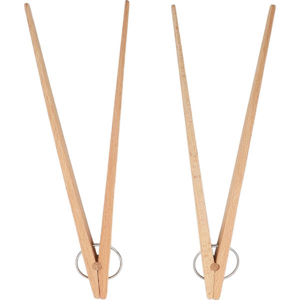 2Pcs Pinze Per Alimenti In Legno Isolato Termicamente Manico Antiscivolo Pinza Da Cucina In Faggio Per Pane Barbecue-image