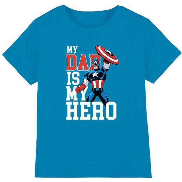 Capitan America - Maglietta "Mio Padre è Il Mio Eroe"" Per Bambini TV29081 (104) (Saphir)"-image