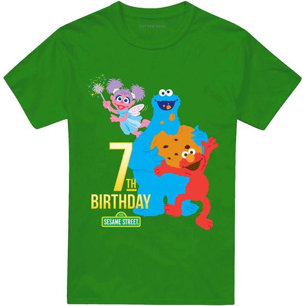 Sesame Street - Maglietta Per Uomo/Donna Unisex, 7° Compleanno TV29167 (3XL) (Irish Green)-image