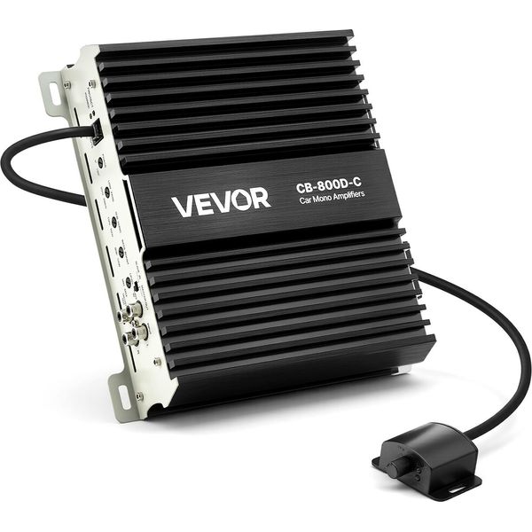 Vevor Amplificatore Monoblocco Per Auto 800 W Rms Max 1/2/4 Ohm, Amplificatore Audio (Classe D) Con Controllo Del Livello Del Subwoofer Telecomandato Filtro Passa-Basso Amplificazione Dei Bassi Controllo Del Volume A Sfasamento-image