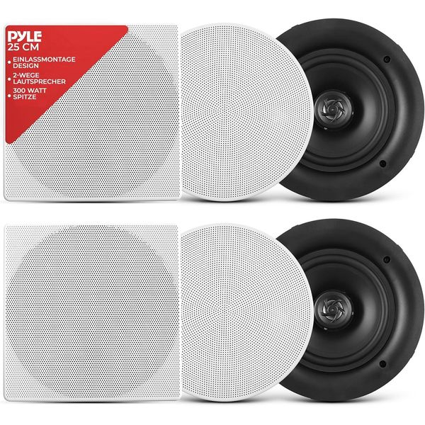 Altoparlante Da Soffitto Pyle, Altoparlante Da Incasso, Altoparlante Da Soffitto Da 250 W Bluetooth, Altoparlante A 2 Vie, Altoparlante Da Parete, 25 Cm, Altoparlante Piatto, Rotondo-image