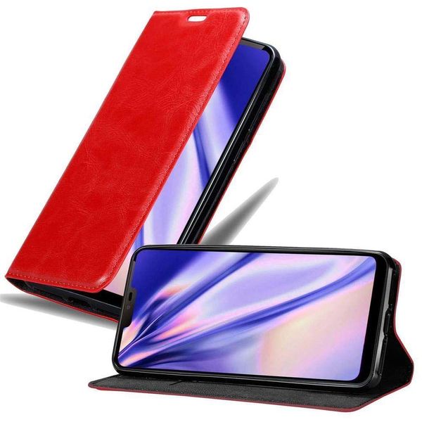 Cadorabo Custodia Per Lg G7 Thinq / Fit / One Cover Protettiva In Rosso Custodia Per Cellulare Cover Chiusura Magnetica-image