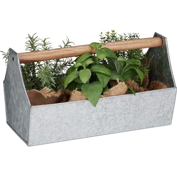 Relaxdays 10026998_55 Relaxdays Blumenkasten Metall 36,0 X 20,0 X 20,0 Cm Silber-image