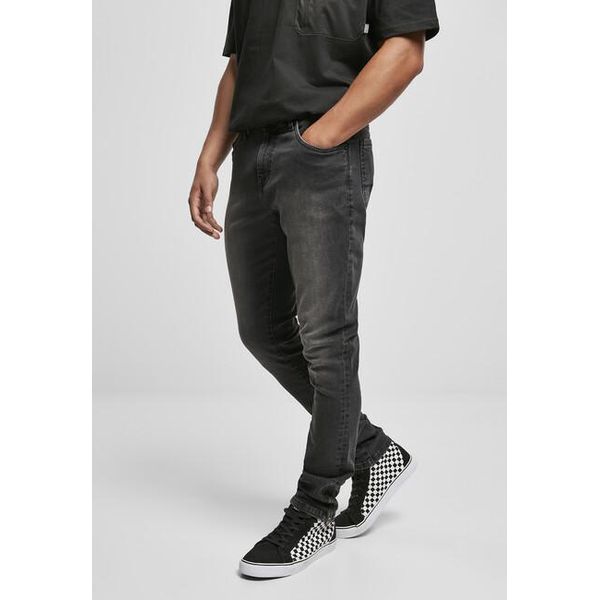 PáNské DžíNy Urban Classics Slim Fit Zip Jeans Nero Lavato - 28/32-image