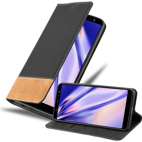 Cadorabo Cover Per Samsung Galaxy A6 Plus 2018 Cover Protettiva In Nero Shandy Case Custodia A Libro Custodia In Pelle Finta-image