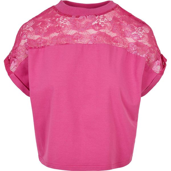 DáMské TričKo Urban Classics Ladies Short Oversized Lace Tee Brightviolet - 3XL-image