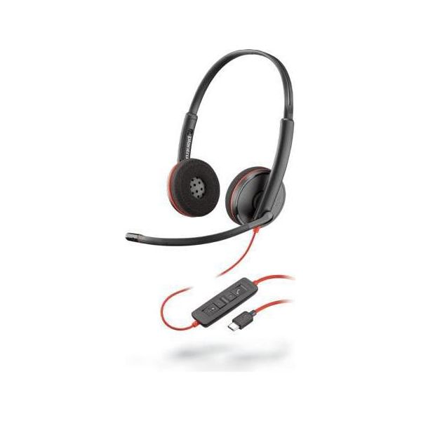 Poly Blackwire 3220 Cuffia Cablata Per Ufficio/Telefono Centrale C Usb Tipo C Nero, Rosso-image