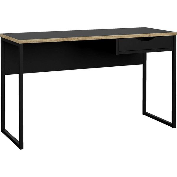 Dmora Scrivania Gil 48.4X130X76.5H Cm Nero, Un Cassetto Materiale Piano In Legno Nobilitato-image