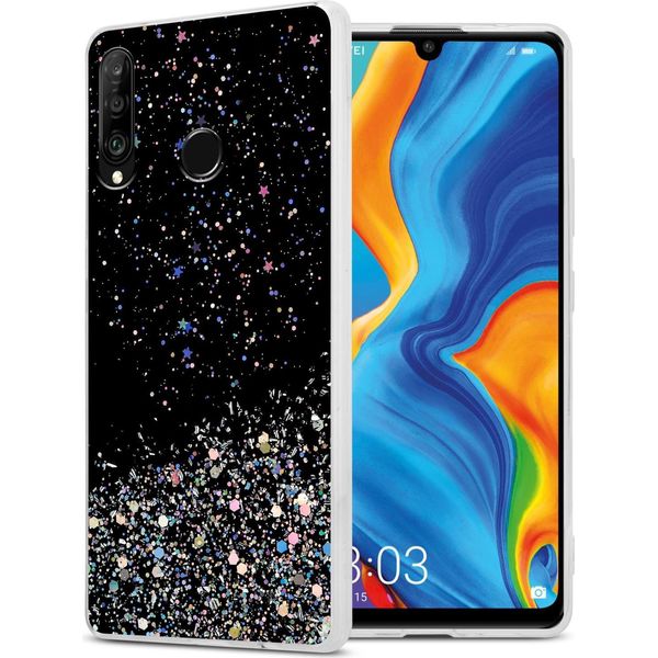 Cadorabo Cover Per Huawei P30 Lite Cover Protettiva In Nero Custodia Per Telefono Cellulare Tpu Custodia Glitter Cover Glitter-image