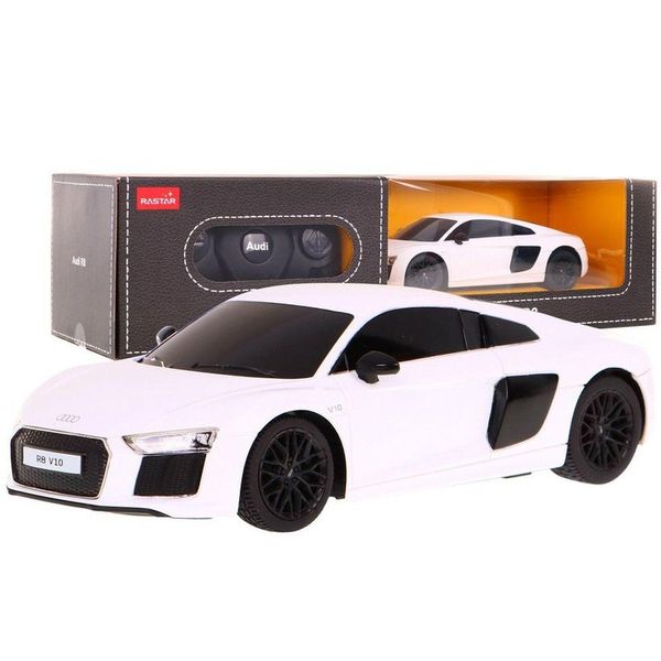 Audi R8 Bianca Rastar Modello 1:24 Auto Telecomandata + Telecomando 2,4 Ghz-image