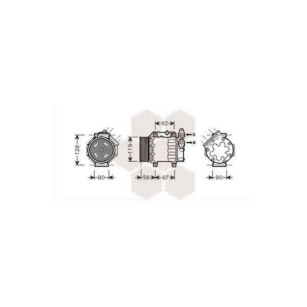 Van Wezel 1800K431 - Compressore Aria Condizionata Oe 1465439 Per C-Max, Focus C-Max (DM2), Focus Ii, 3 (Bk), S40 Ii (544), V50 (545)-image