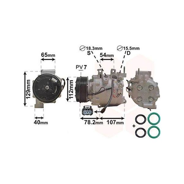 Van Wezel 2500K311 Condizionatore D'aria Compressore Pag 46 R134A Per Honda Accord Viii (Cu) Accord Viii Station Wagon-image