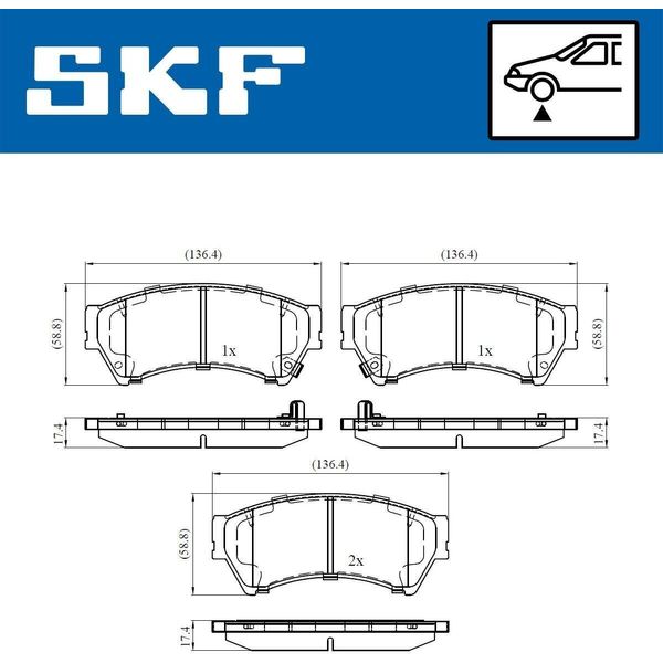 Set Pastiglie Freno Anteriori Skf Per Mazda 6 Station Wagon (Gh) Vkbp 80410 A-image