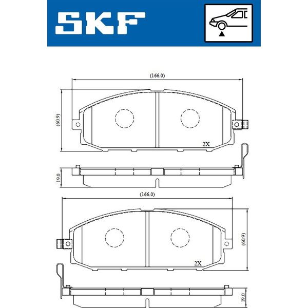 Set Pastiglie Freno Anteriori Skf Per Nissan Patrol Gr V Suv (Y61) Vkbp 80509 A-image