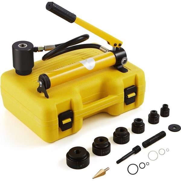 Set Di 6 Punzoni Con Pompa Idraulica Efficiente E Cilindro Di Perforazione Idraulica Da 10 T - Set Di Punzoni Idraulici Ad Alte Prestazioni Con Capacità Di 10 Tonnellate, Compresi 6 Inserti Di Perforazione-image