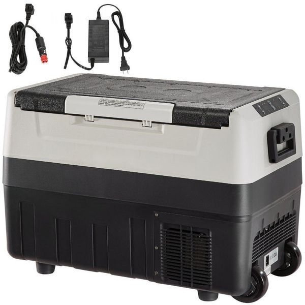 Frigorifero Da Campeggio 35L Cool Box 12/24V Rollable Elettrico Congelatore Box 2In1 Doppia Zona Auto Frigorifero Compressore Per Mantenere Caldo-image