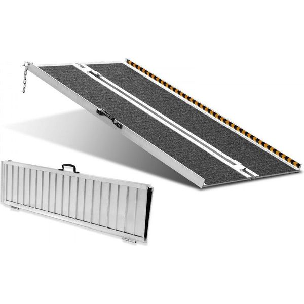 Rampa Pieghevole Per Sedie A Rotelle - 121,92 Cm, Portata 363 Kg - Rampa Da Soglia Pieghevole In Alluminio Antiscivolo - Rampa Portatile Per Scooter E Sedie A Rotelle - Per Gradini Di Casa, Scale, Porte E Marciapiedi-image