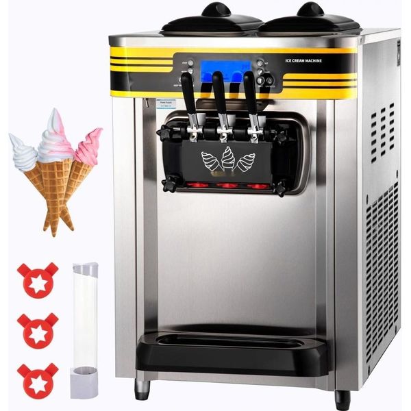 Macchina Per Gelato Soft Catering - 2350 W - Piano Di Lavoro - 22-30 L/H - Macchina Per Gelato Soft Da Tavolo - 3 Gusti.-image