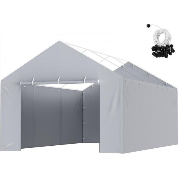 Parete Laterale Della Tenda Da Garage 610 X 364 Cm - Resistente, Impermeabile E Protetto Dai Raggi Uv - Grigio-image