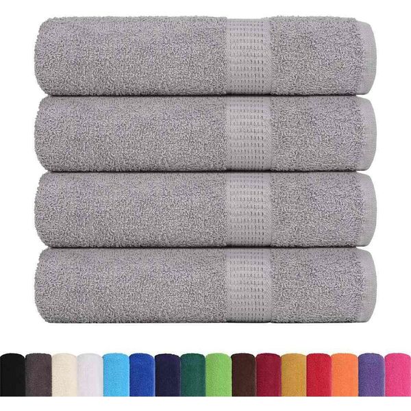 Vidaxl Asciugamani Da Doccia 4 Pz. Grigio 70X140 Cm 360 G/M² 100% Cotone-image