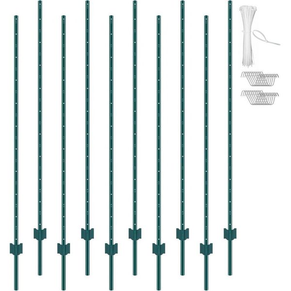 Set Di 10 Paletti Di Recinzione Da 182,88 Cm - Paletti Di Recinzione In Metallo Per Pascoli - Robusti Paletti Di Recinzione Per Il Giardino E L'allevamento - Resistenti Alle Intemperie E Di Lunga Durata-image