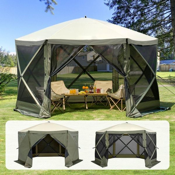 Tenda Da Giardino Pieghevole - Tenda Pop-Up Per Feste Per 8 Persone - 3,66 X 3,66 X 2,4 M - Impermeabile E Resistente Ai Raggi Uv - Ideale Per Feste Ed Eventi-image