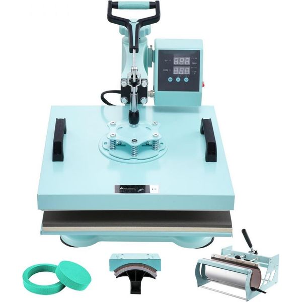 Pressa Termica Per Trasferimento 38X38 Cm - Pressa A Tamburo 5 In 1 Per Magliette - Macchina Per Il Trasferimento Di Calore Verde - Pressa Termica Multiuso Per Progetti Fai Da Te-image