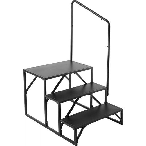 Gradini Per Camper - Scala A 3 Gradini - Portata Di 200 Kg - Acciaio Al Carbonio Spessorato - Con Corrimano - Gradini Antiscivolo Per Un'entrata E Un'uscita Sicure - Adatto A Camper E Rimorchi-image