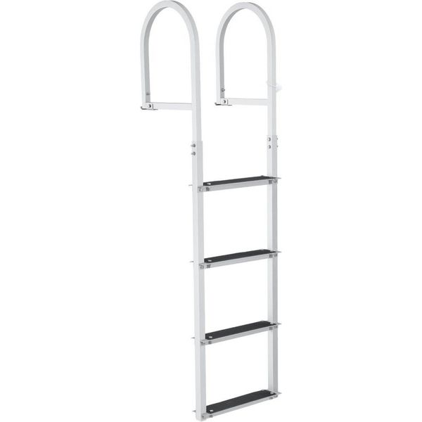 Scaletta 4 Gradini Rimovibili - Portata 227 Kg - Scaletta In Lega Di Alluminio Per Barche A Pontone - Gradini Larghi 8 Cm - Tappetino In Gomma Antiscivolo - Per Barche, Laghi, Piscine E Oceani-image